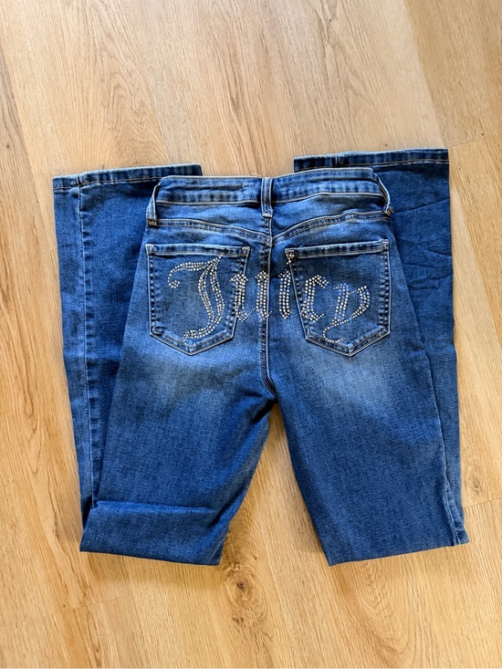 Juicy Couture Denim - Juicy Couture Blue Bootcut Jeans with Rhinestone Back Pocket Script